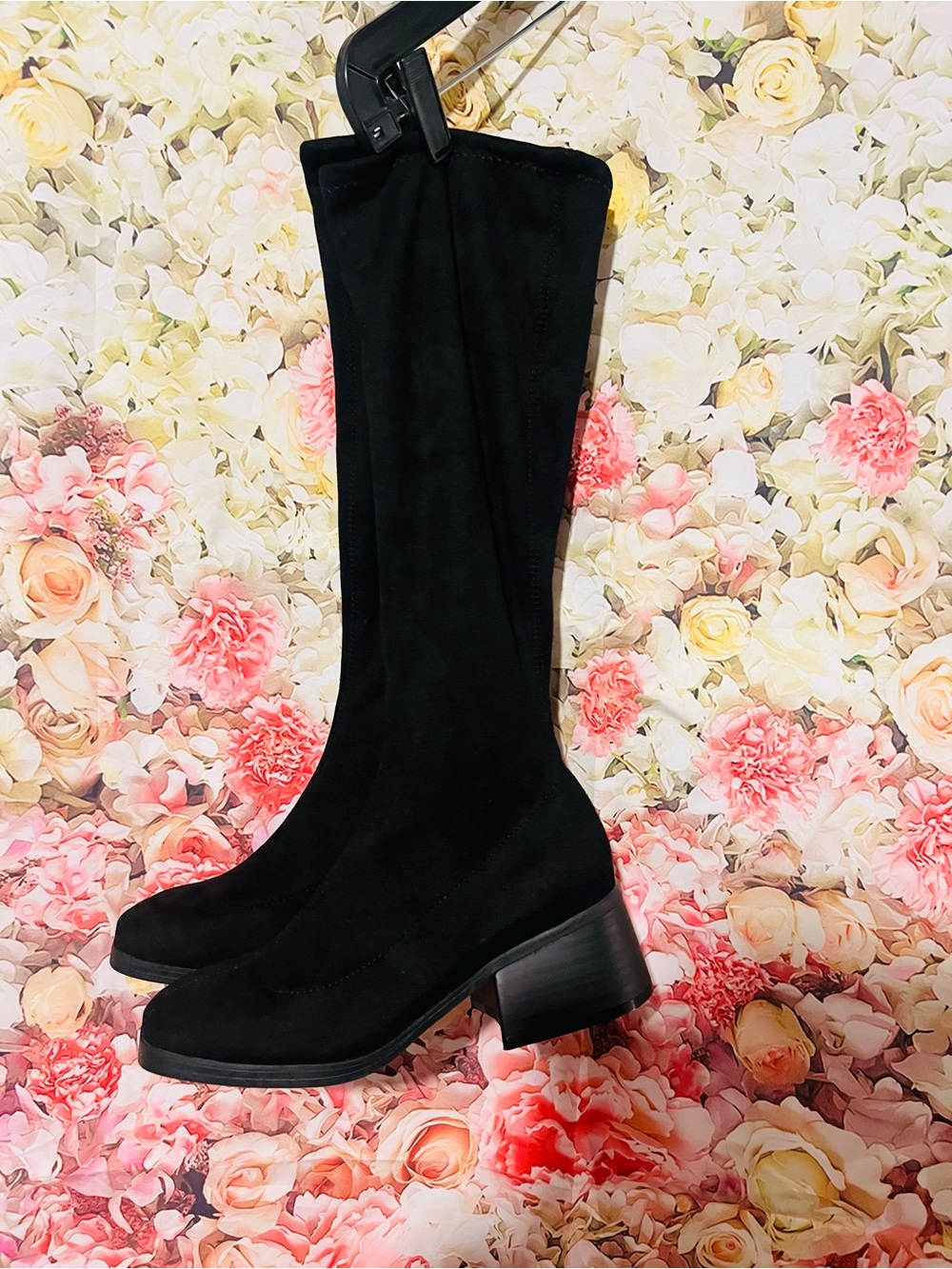 BAMBOO Black Mid-Calf Block Heel Women's Boots